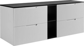 Szafka łazienkowa, biało-czarna, 140 (2 x 60 + 20) x 58,6 x 46 cm