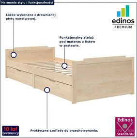 Sosnowe Pojedyncze Łóżko Z Szufladami 90X200 D9-D43