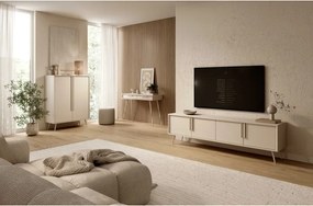 Stolik Nocny VERA 2S Kaszmir – Nowoczesna Szafka Nocna do Sypialni z Cichym Domykiem na Metalowych Nogach Glamour Loft