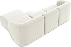 Beżowy aksamitny narożnik (prawostronny/z szezlongiem) Lani – Makamii