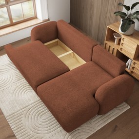Masseno Narożnik MODENZA z funkcją spania i pojemnikiem na pościel Narozniki L, Rozkładana sofa - Ceglasty, NOW OR NEVER 54