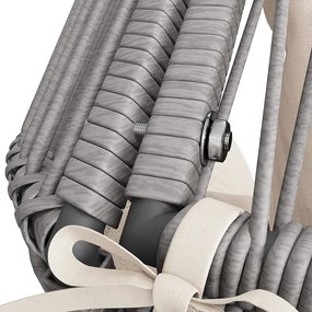 2-osobowy stalowy bujany fotel ogrodowy - rattan PE + żelazo + tkanina wodoodporna - szary