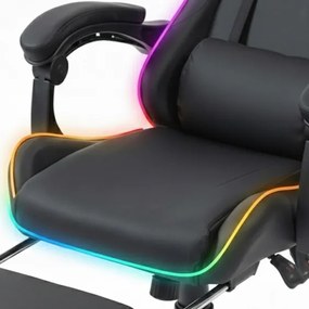 Fotel gamingowy z podnóżkiem i oświetleniem LED Raxor, kolor czarny
