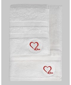 Białe bawełniane ręczniki zestaw 2 szt. frotte Love – Foutastic