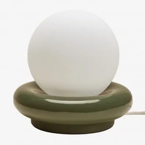 Lampa Stołowa Ceramiczna Z Kryształową Kulą Kryx Intensywny Verde Olive - Sklum