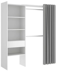 Rozkładana garderoba LAURENT - Dł.110/160 cm - Kolor: biały i szary