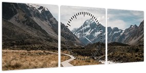 Obraz - Chodnik w dolinie góry Mt. Cook (z zegarem) (90x30 cm)