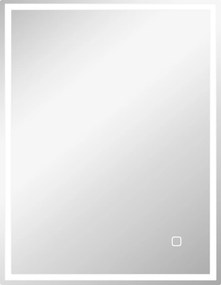 HOMCOM Lustro łazienkowe z oświetleniem 90x70 cm, LED, Wandspiegel z funkcją pamięci, 3 kolory światła, Srebrne