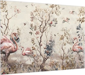 Obraz na szkle - Rysunek flamingów (70x50 cm)