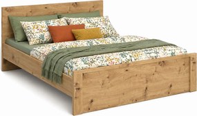 Małżeńskie łóżko z materacem 160x200 dąb artisan W5-R46