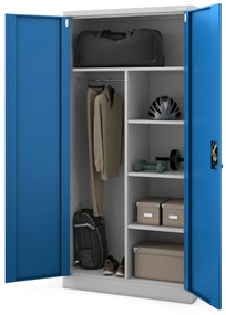 Szafa gospodarcza zamykana DAWID 900 x 1850 x 450 mm, szaro-niebieska