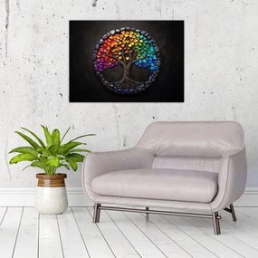 Obraz – Drzewo pełne kolorowych serc (70x50 cm)