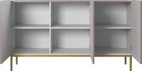 Komoda Nicole 150 cm trzydrzwiowa - antyczny róż / złote nóżki