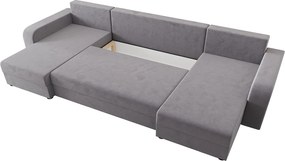 BEDANTE narożnik w kształcie U HEWLET U BIS Itaka 50 szary z funkcją spania sofa w kształcie litery U z pojemnikiem na pościel