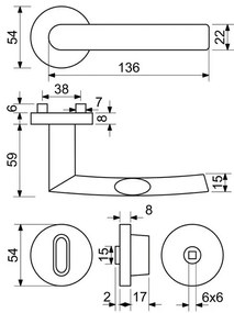 Okucia drzwiowe ze stali nierdzewnej RK.C-FORM. WC.CE