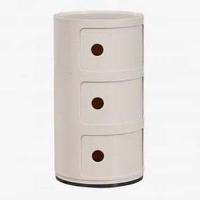 Okrągła Szafka Nocna Z Półkami Babel Kremowa Tapioca & 3 Szuflady - Sklum
