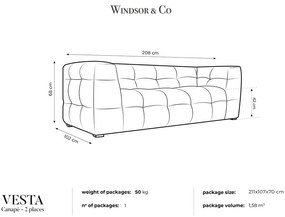 Żółta aksamitna sofa Windsor &amp; Co Sofas Vesta, 208 cm
