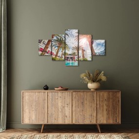 Obraz - palmy z basenem (125x70 cm)