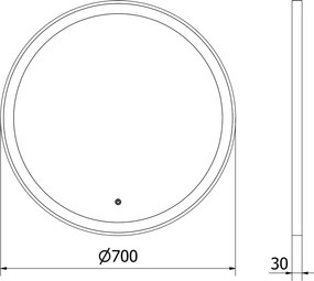 Mexen Esso lustro łazienkowe podświetlane, okragłe 70 cm, LED 6000K, antypara, rama złota - 9825-070-070-611-50