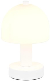 Biała lampa stołowa ze szklanym kloszem (wysokość 19 cm) Glenn – Trio