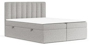 Jasnoszare łóżko boxspring ze schowkiem 140x200 cm Novento – Maison de Rêve