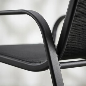 Zestaw mebli na balkon Boston 019 - okrągły stolik szklany i 2 krzesła, kolor czarny