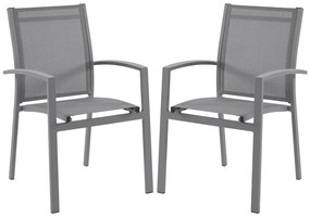 Zestaw 2 składanych foteli ogrodowych z aluminium i tekstylinu - Antracytowy - TELTO marki MYLIA