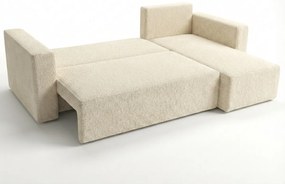 Rozkładana narożna sofa SMART BOUCLE 232x143 cm, kremowa, uniwersalna