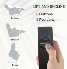 HOMCOM Fotel dla seniorów z funkcją podnoszenia, funkcja leżenia, pilot, 144 cm x 91 cm x 88 cm, jasnoszary