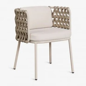 Zestaw 4 Krzeseł Ogrodowych Z Podłokietnikami Z Aluminium I Plecionym Sznurkiem Tevary Kremowa Tapioca & Tela Beżowy Tapioca - Sklum