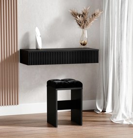 Czarny taboret welurowym siedziskiem  N4-K25