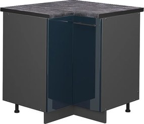 Szafka narożna ciemnoniebieski wysoki połysk 80.5x60x82 fame-line