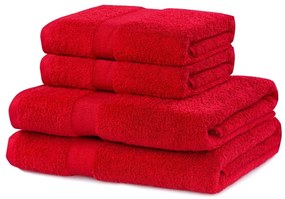 Czerwone bawełniane ręczniki zestaw 4 szt. frotte Marina – DecoKing