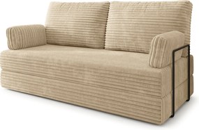 Masseno Sofa piankowa SILAR z funkcją spania, Kanapa z pianki do salonu, Bezmontażowa, Tkanina sztruksowa – Kremowy TILIA 03