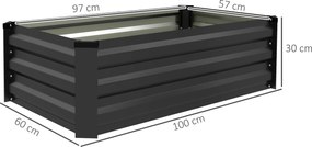 Outsunny Wysoka grządka do ogrodu, ziołowy, odporna na warunki atmosferyczne, otwarta podstawa, 100 x 60 x 30 cm, Dunkelgrau