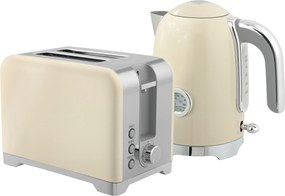 HOMCOM Zestaw czajnik i toster, 2200W, 7 stopni przyrumienienia, różne funkcje, kremowy