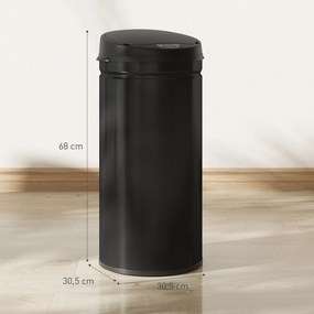 HOMCOM Kosz na śmieci z czujnikiem 42 L z funkcją Soft-Close, bezdotykowy kosz ze stali nierdzewnej idealny do higienicznych kuchni.
