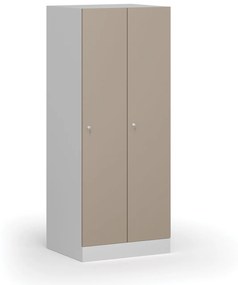 Szafka ubraniowa obniżona, 2-drzwiowa, 1500 x 600 x 500 mm, zamek cylindryczny, drzwi beżowe