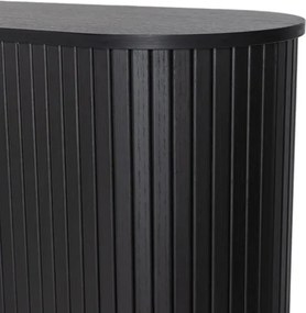 Komoda do Salonu Rozsuwana TRISH 180 cm Czarna Dwudrzwiowa Ryflowana Japandi