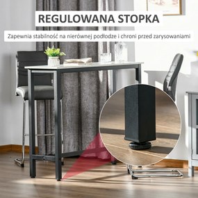 HOMCOM Stół Barowy w Wykończeniu Marmurowym, Stalowa Rama, Nivelujące Nogi, 120x40x100 cm, Biały/Czarny
