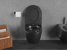 Mexen Lena miska wc Rimless Tornado z deską wolnoopadającą slim, duroplast, czarna mat - 30221085T
