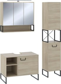 Zestaw mebli łazienkowych dąb/czarny 80x45.5x60 vionna