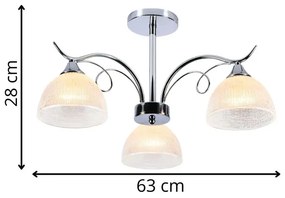 Srebrny trzyramienny elegancki żyrandol - A266 K8-T62