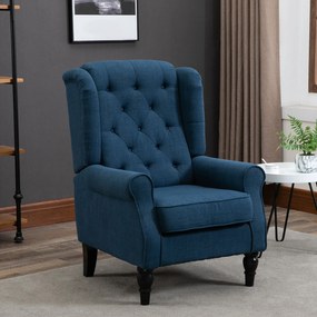 HOMCOM Fotel uszak elegancki niebieski solidne wypełnienie zdejmowana tapicerka 74x86x102 cm | Aosom PL