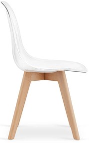 Transparentne krzeslo KITO z bukowymi nogami