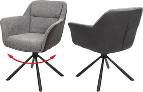 Krzesło do jadalni MCW-K33 (zestaw 2 sztuk),  imitacja skóry, szary-ciemnoszary