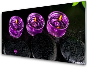 Panel Szklany do Kuchni Płomień Świecy I Kamienie