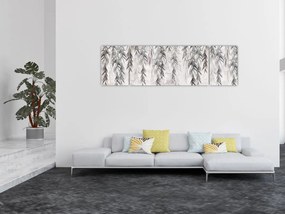 Obraz - Gałązki wierzby w szarym tynku (170x50 cm)