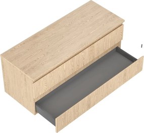 Mexen Rivel szafka łazienkowa podumywalkowa 120 cm z blatem, 2 szuflady, ryflowana , dąb - 91A20-12047-2-BFFC81