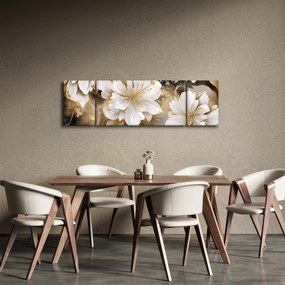 Obraz - Kwiaty w kolorze złotym (170x50 cm)